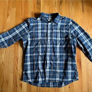 The North Face Navy and Beige Plaid Shirt XXL